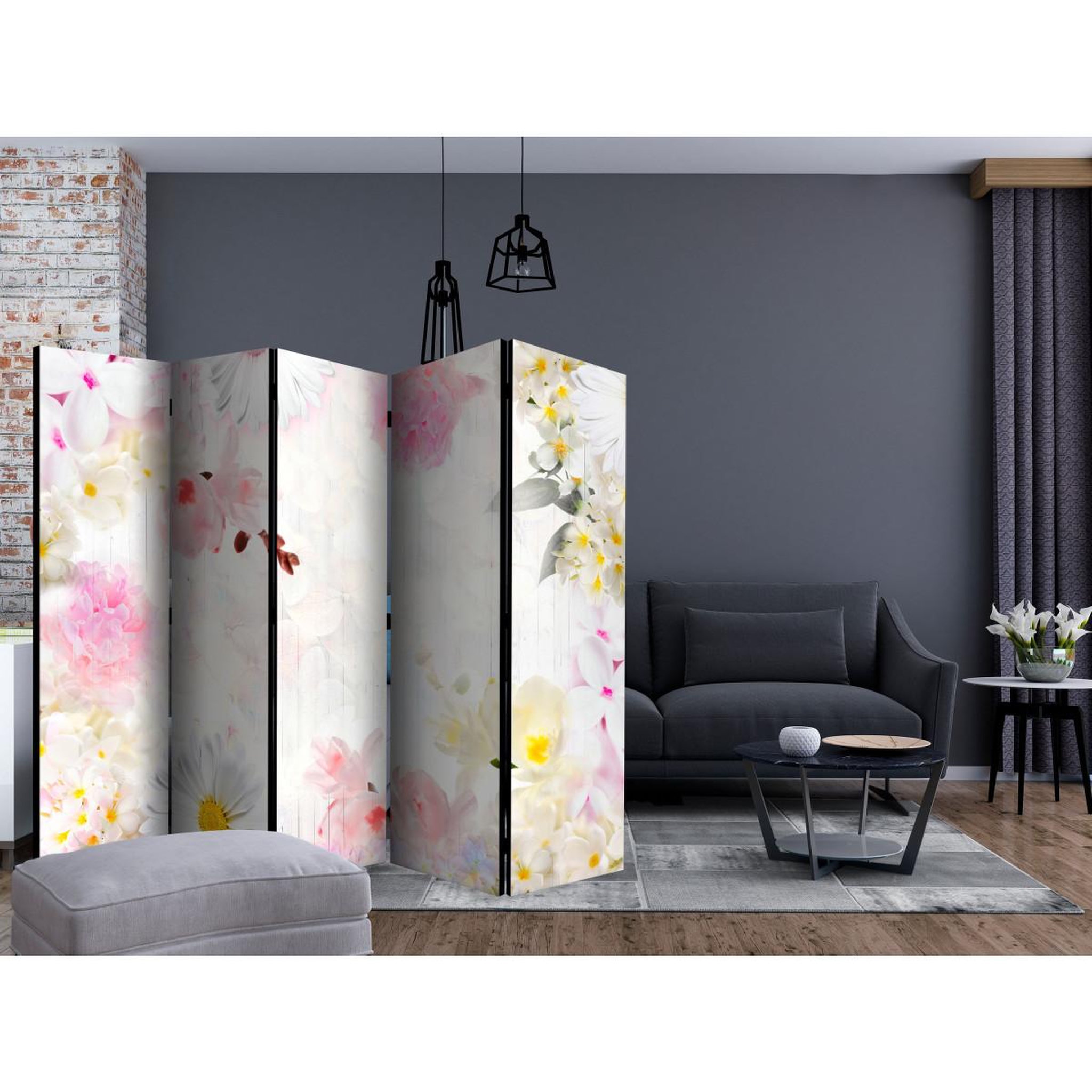 Voir la diapositive 2 : Paris Prix Paravent 5 volets  the smell of spring flowers  172x225cm