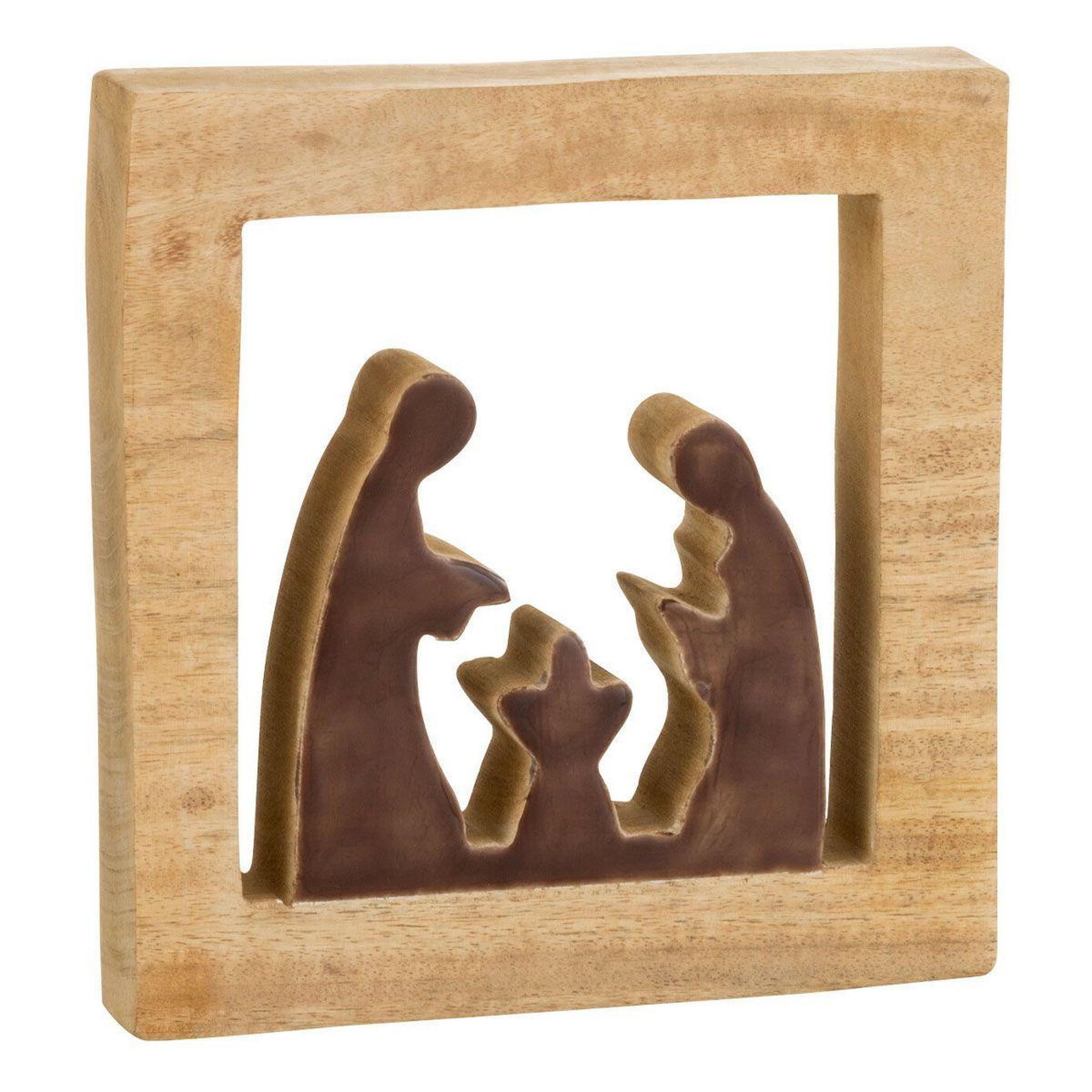 J-LINE Crèche de noël déco  carrée  20cm marron