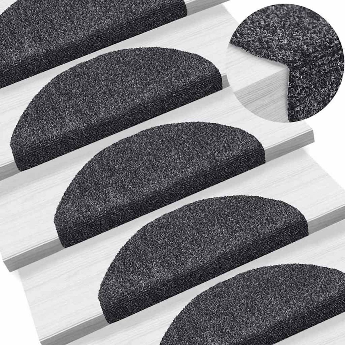 VIDAXL Tapis d'escalier auto-adhesifs 30 pcs gris fonce 65x21x4 cm