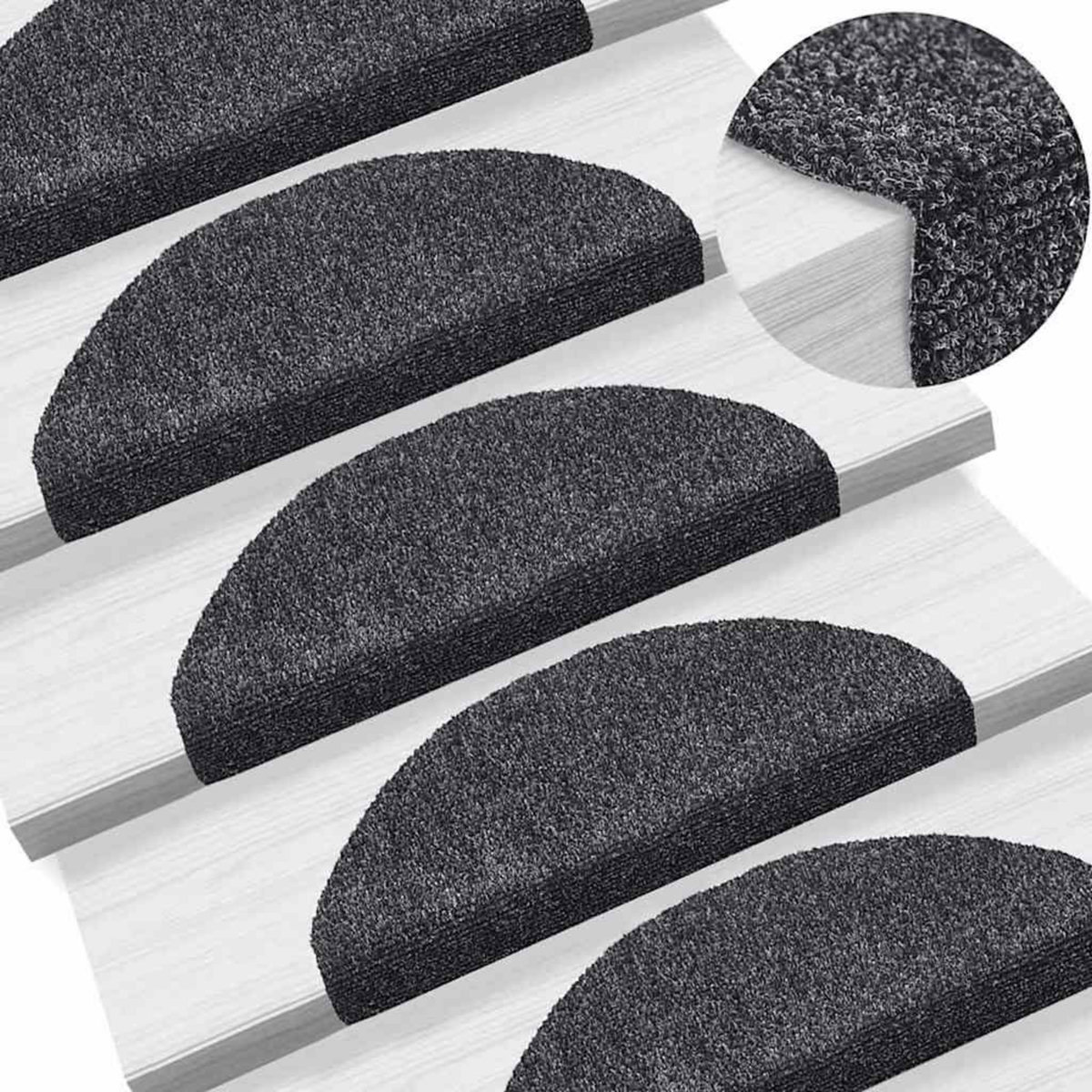 VIDAXL Tapis d'escalier auto-adhesifs 30 pcs gris fonce 65x21x4 cm