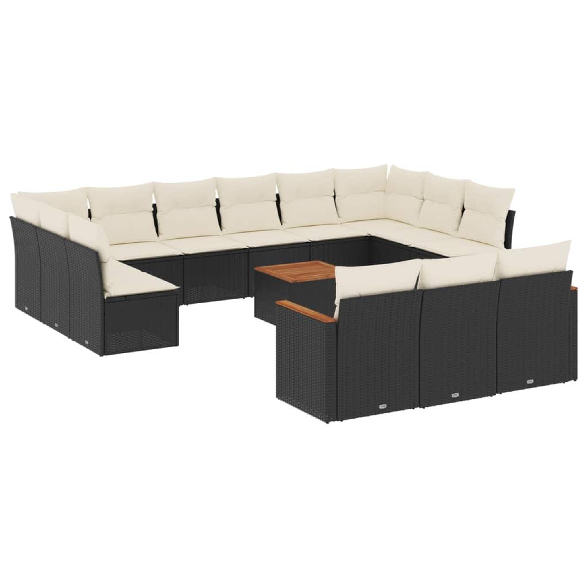Voir la diapositive 2 : VIDAXL Salon de jardin avec coussins 14 pcs noir resine tressee
