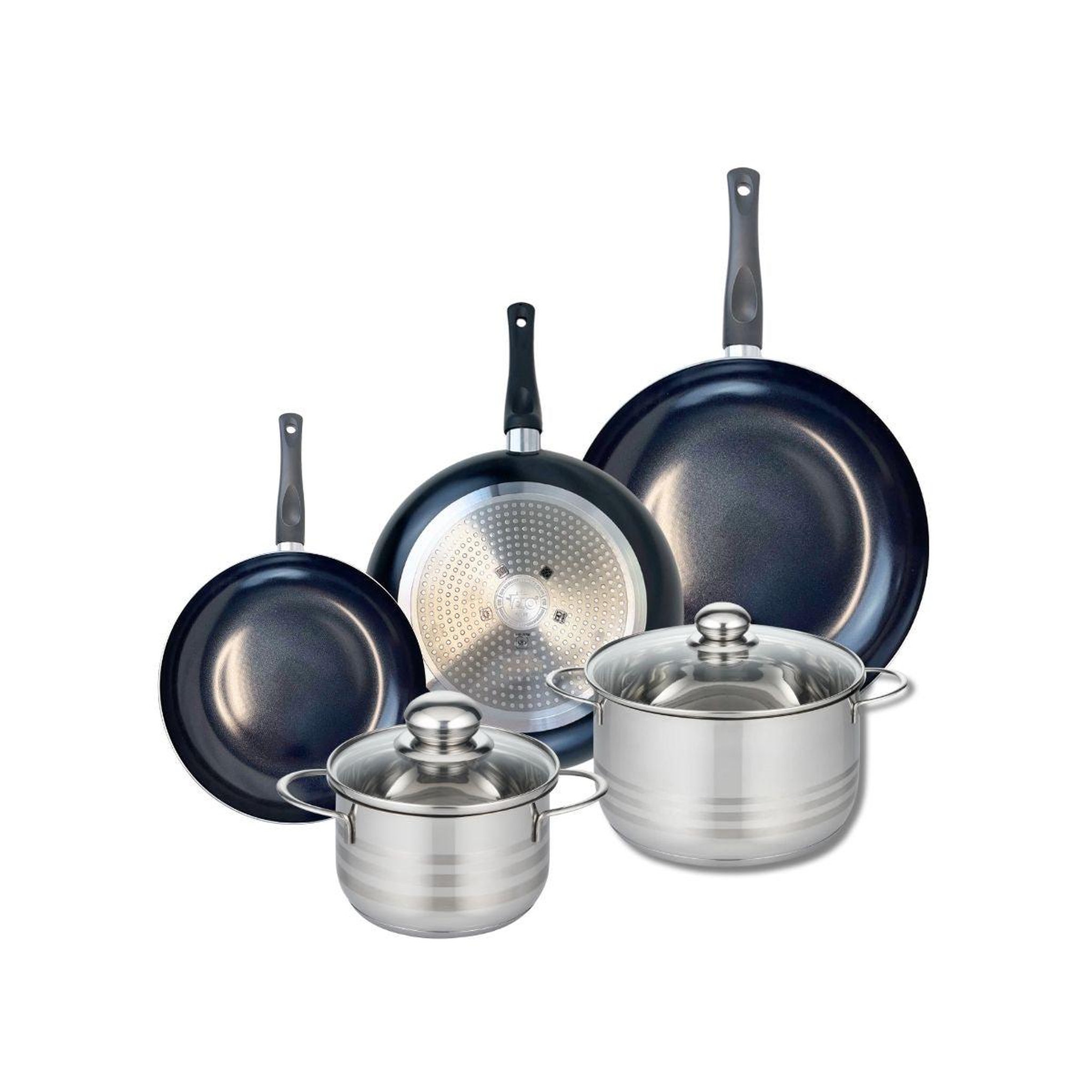 ELO Ensemble de 3 poêles de cuisson 20, 24 et 28 cm et 2 faitouts 16 et 20 cm elo prima brillant