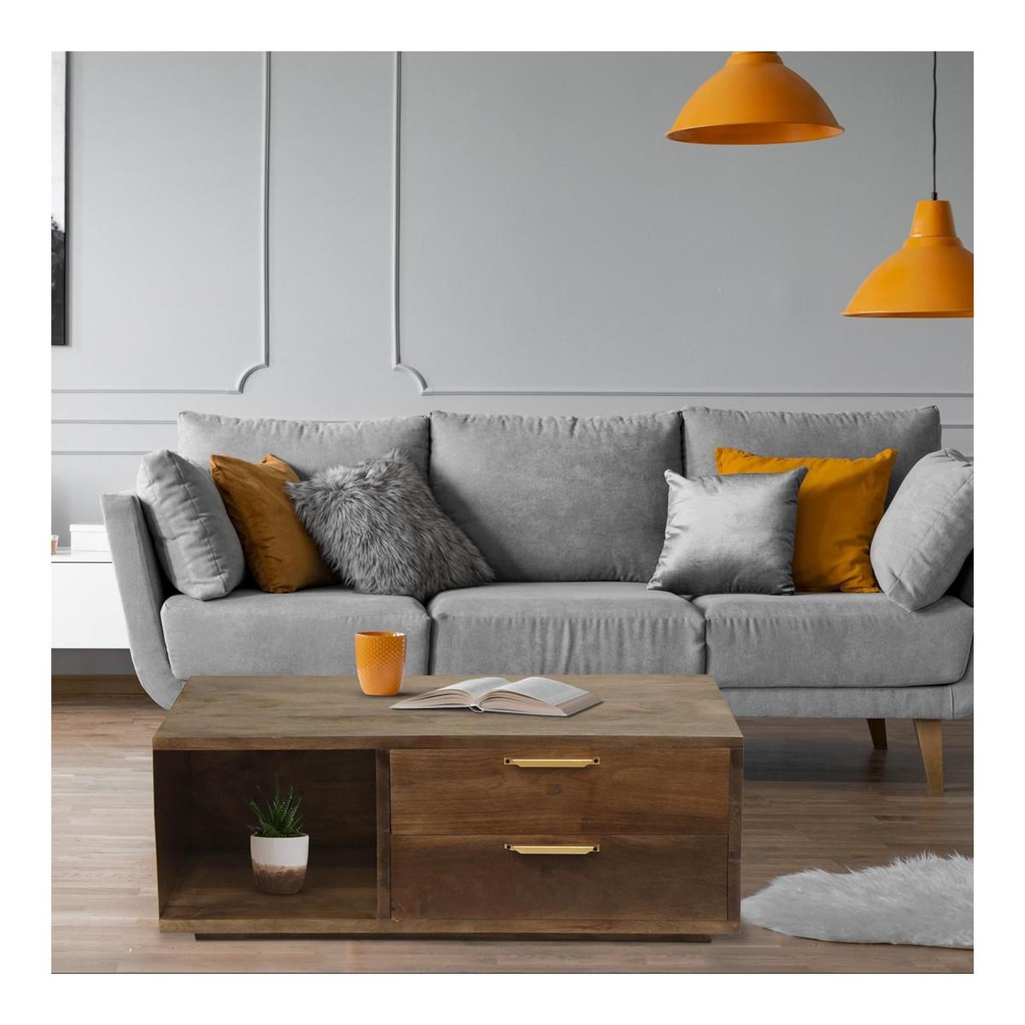 Voir la diapositive 6 : Paris Prix Table Basse Design  Firmin  110m Marron & Or