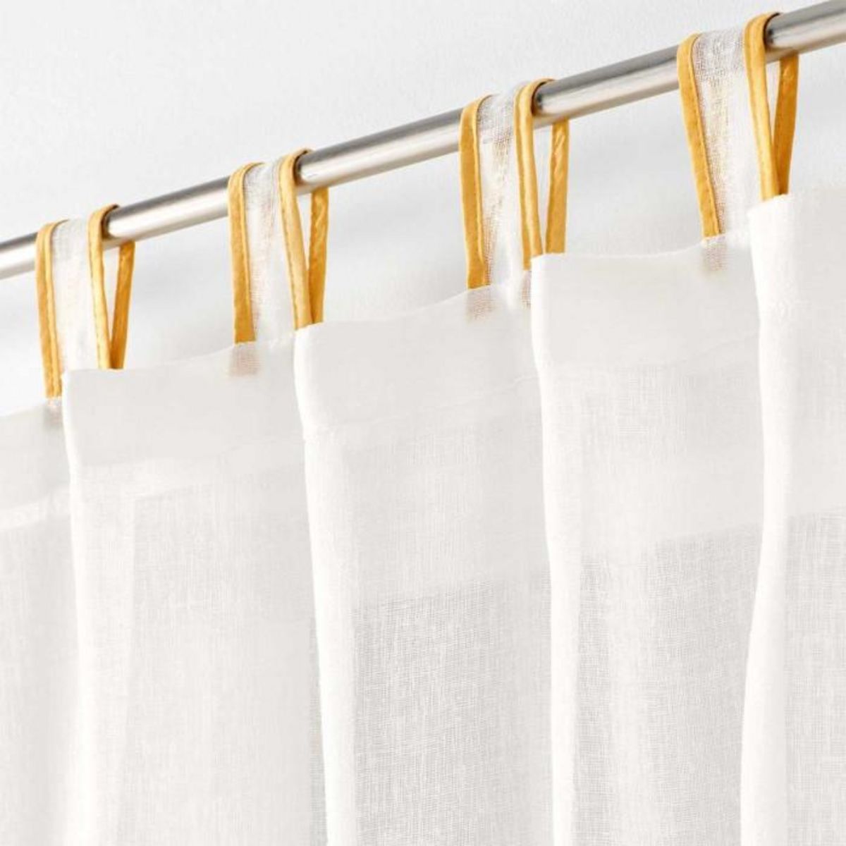 Paris Prix Rideau Voilage à Passants  Casalina  140x240cm Blanc & Jaune