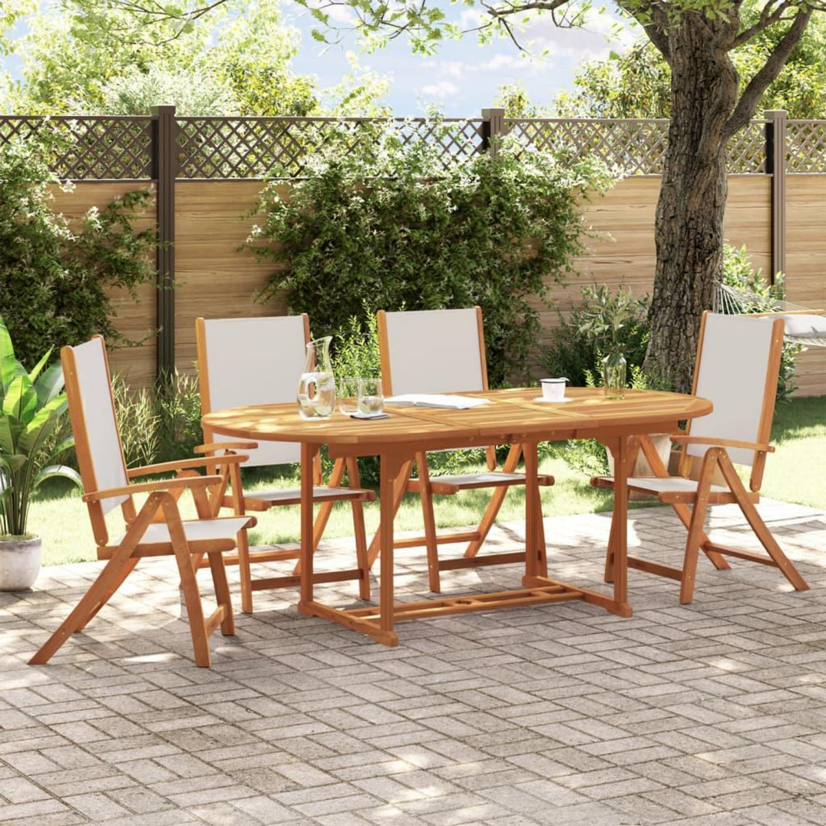 VIDAXL Ensemble a manger de jardin 5pcs bois d'acacia solide textilene
