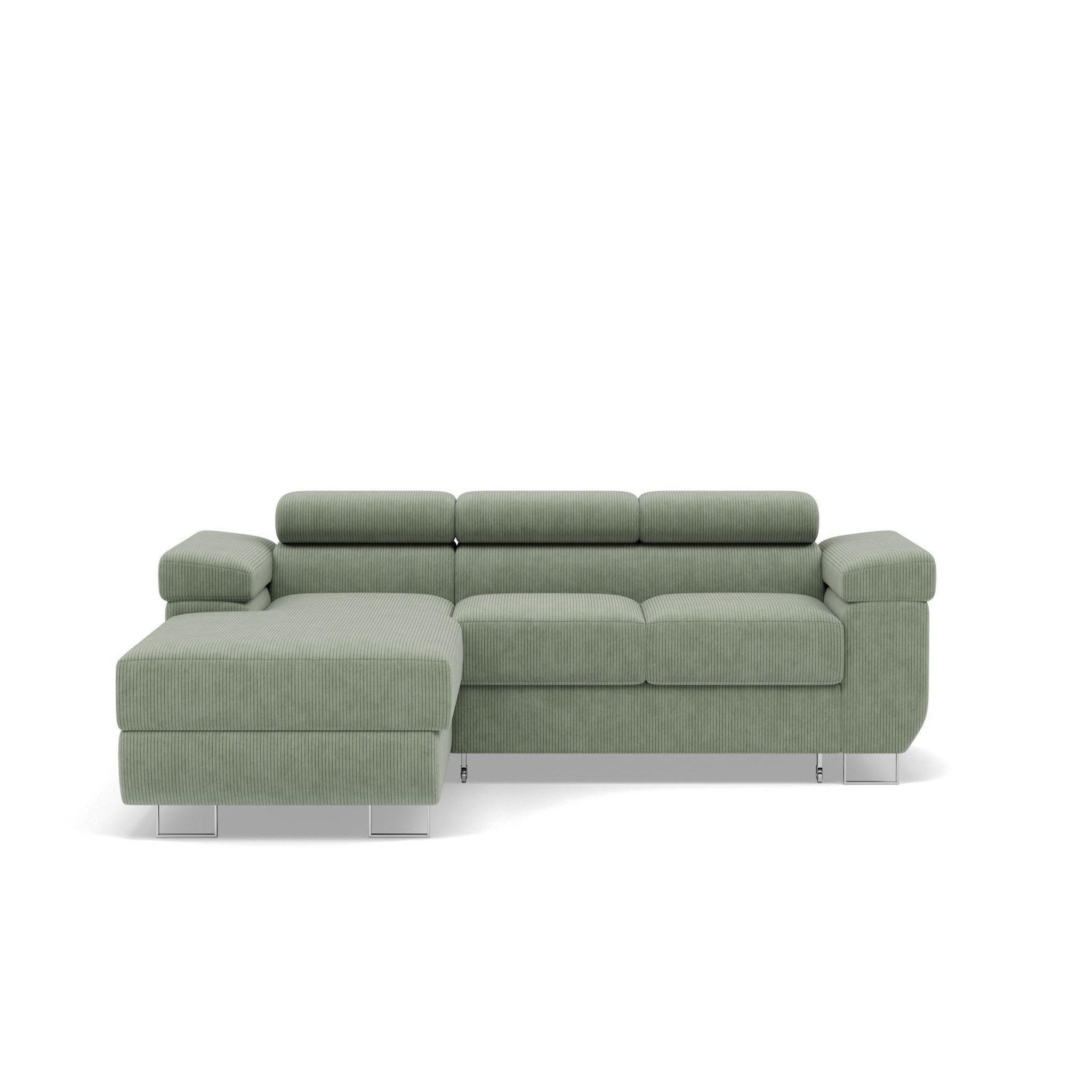 Voir la diapositive 1 : BEST MOBILIER Pablo - canapé d'angle gauche - 6 places - convertible avec coffre et têtières réglables - en velours côtelé