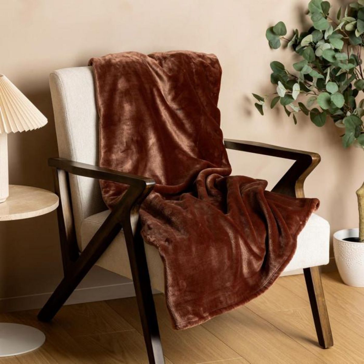 ATMOSPHERA Plaid en Flanelle  Cuddly  130x180cm Marron