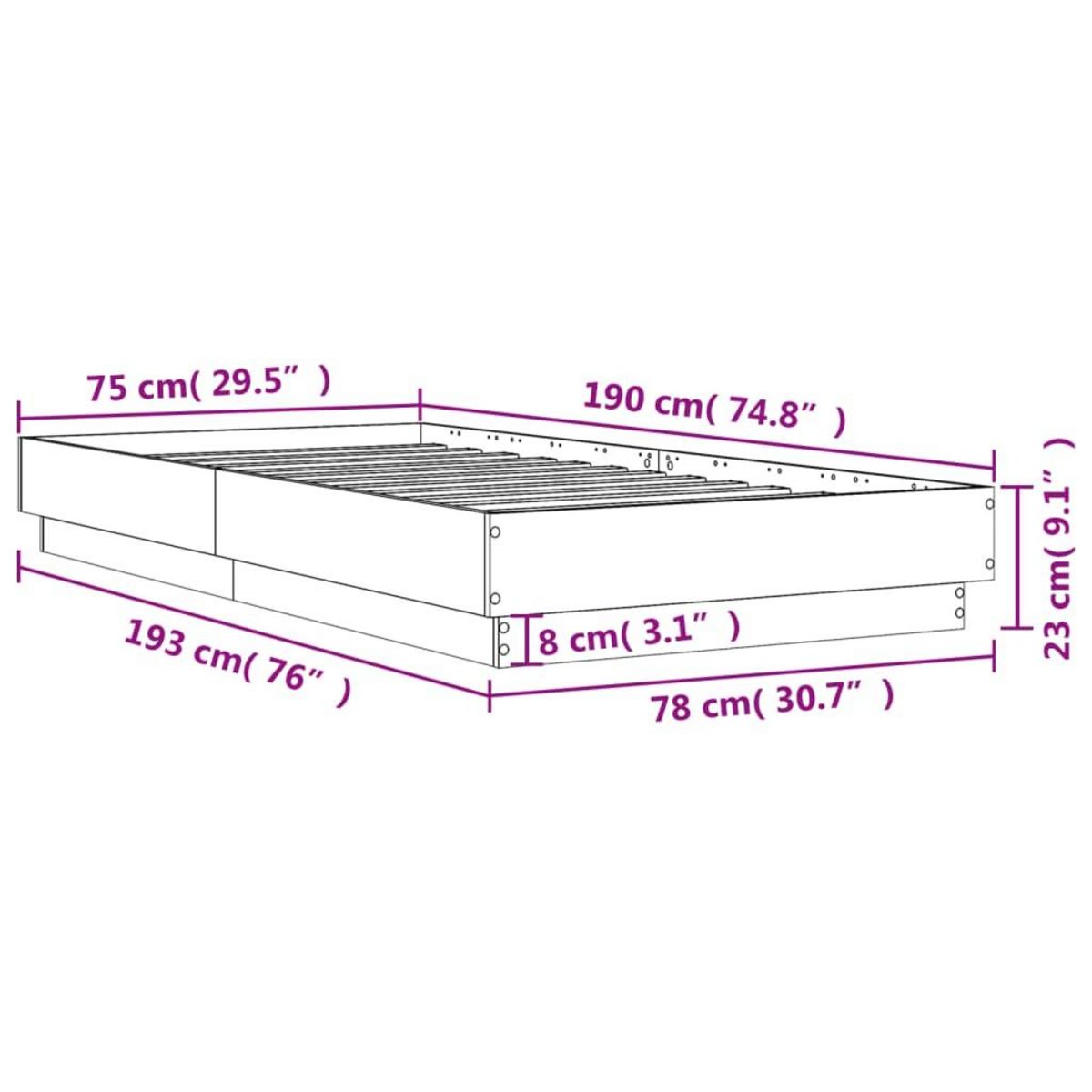 VIDAXL Cadre de lit sans matelas gris beton 75x190 cm
