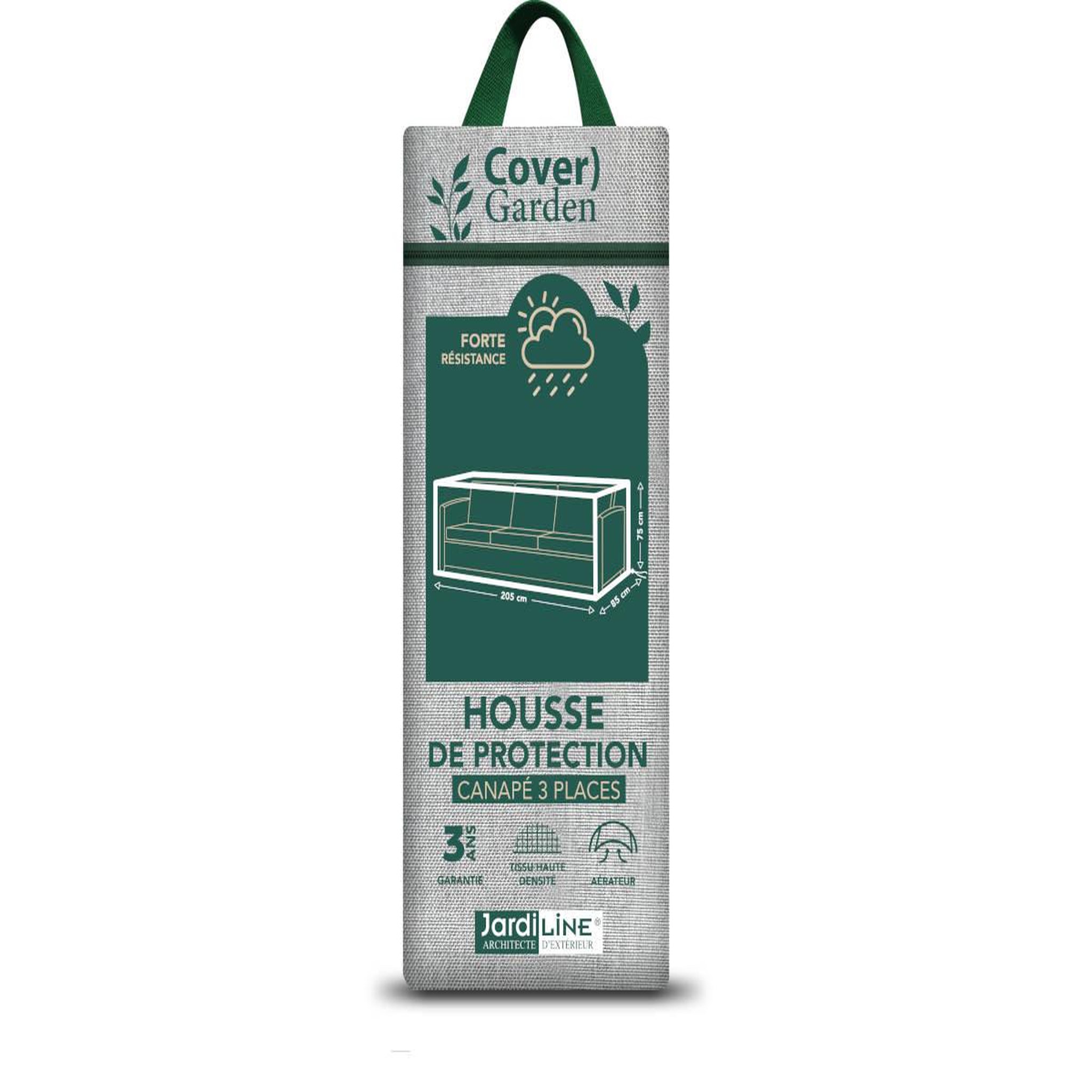 Jardiline Housse de protection cover garden pour canapé de jardin - 3 places - 205 x 85 x 70 cm - jardiline