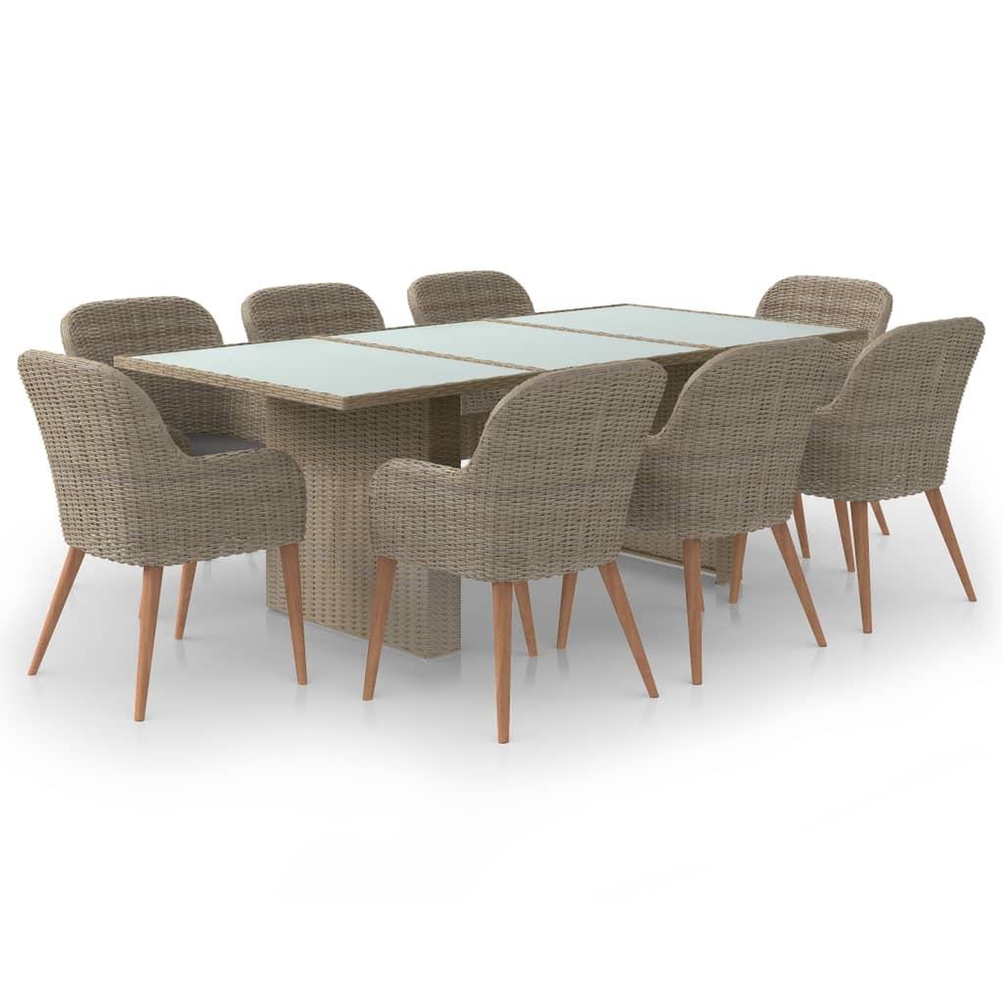 Voir la diapositive 2 : VIDAXL Ensemble a manger de jardin 9 pcs resine tressee marron