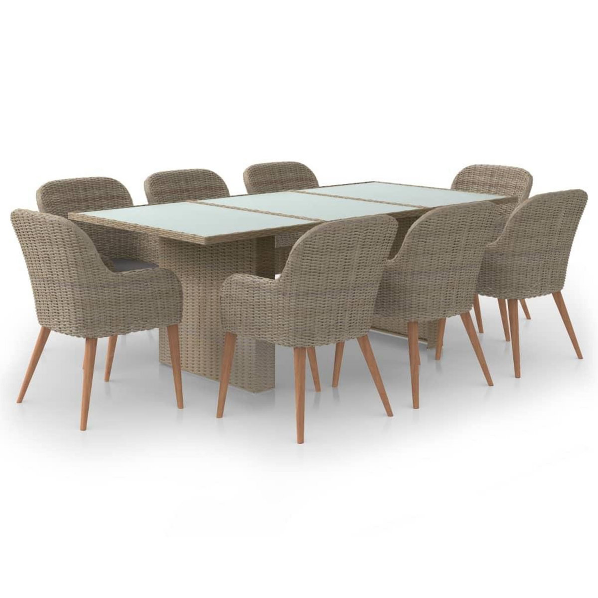 VIDAXL Ensemble a manger de jardin 9 pcs Resine tressee Marron