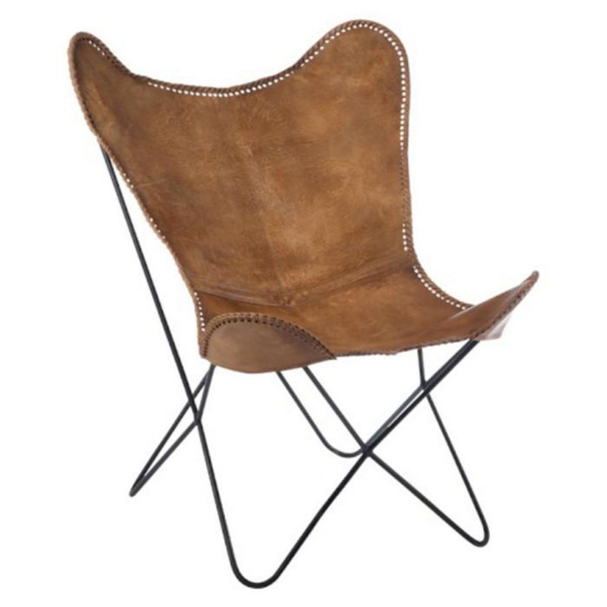 Paris Prix Fauteuil Design en Cuir  Papillon  73cm Marron