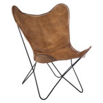 Paris Prix Fauteuil Design en Cuir  Papillon  73cm Marron