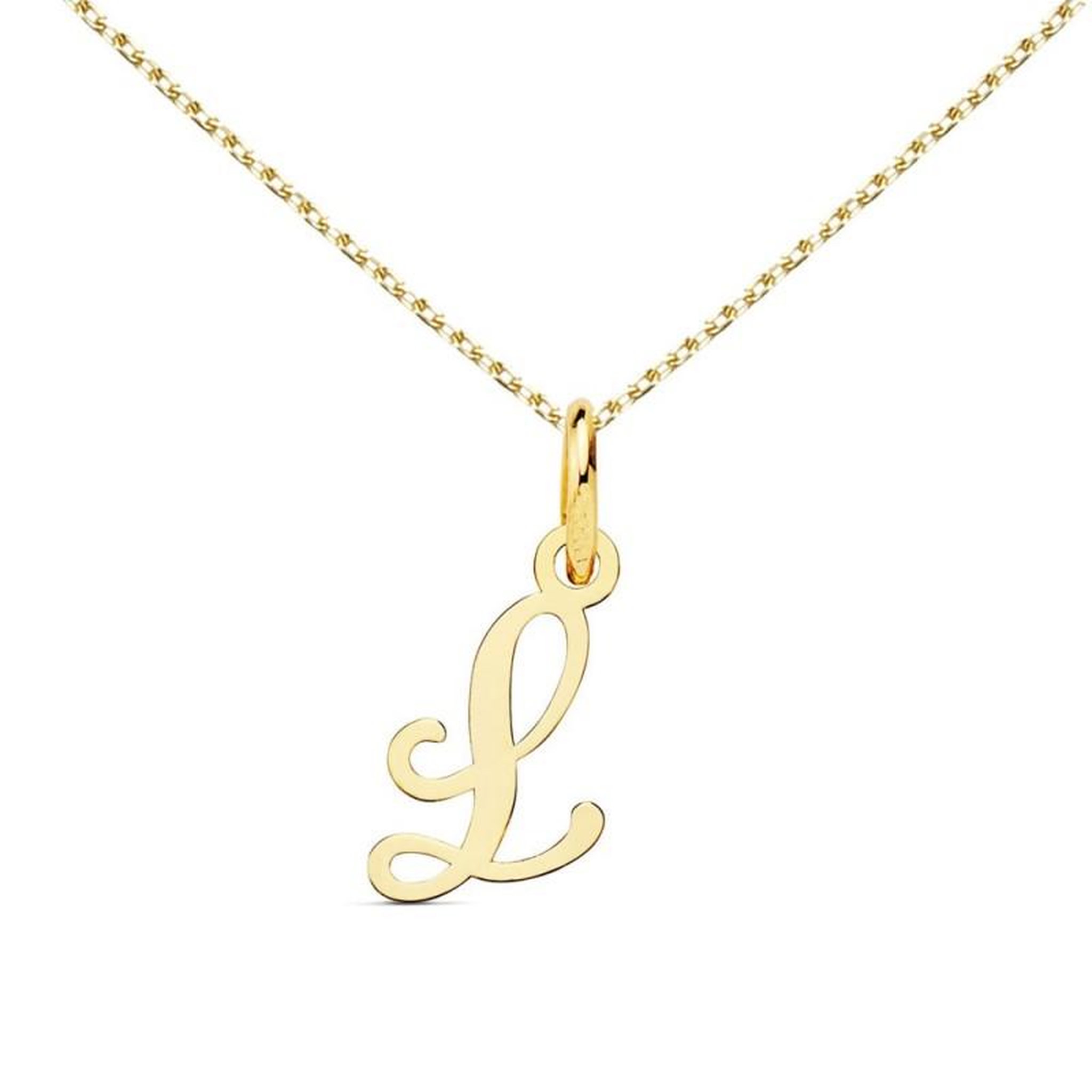 Voir la diapositive 1 : L'ATELIER D'AZUR Collier - Pendentif Lettre  L  Or 750/1000 - Chaine Dorée