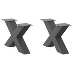 VIDAXL Pieds de table basse forme de X 2 pcs anthracite 50x(30-31) cm