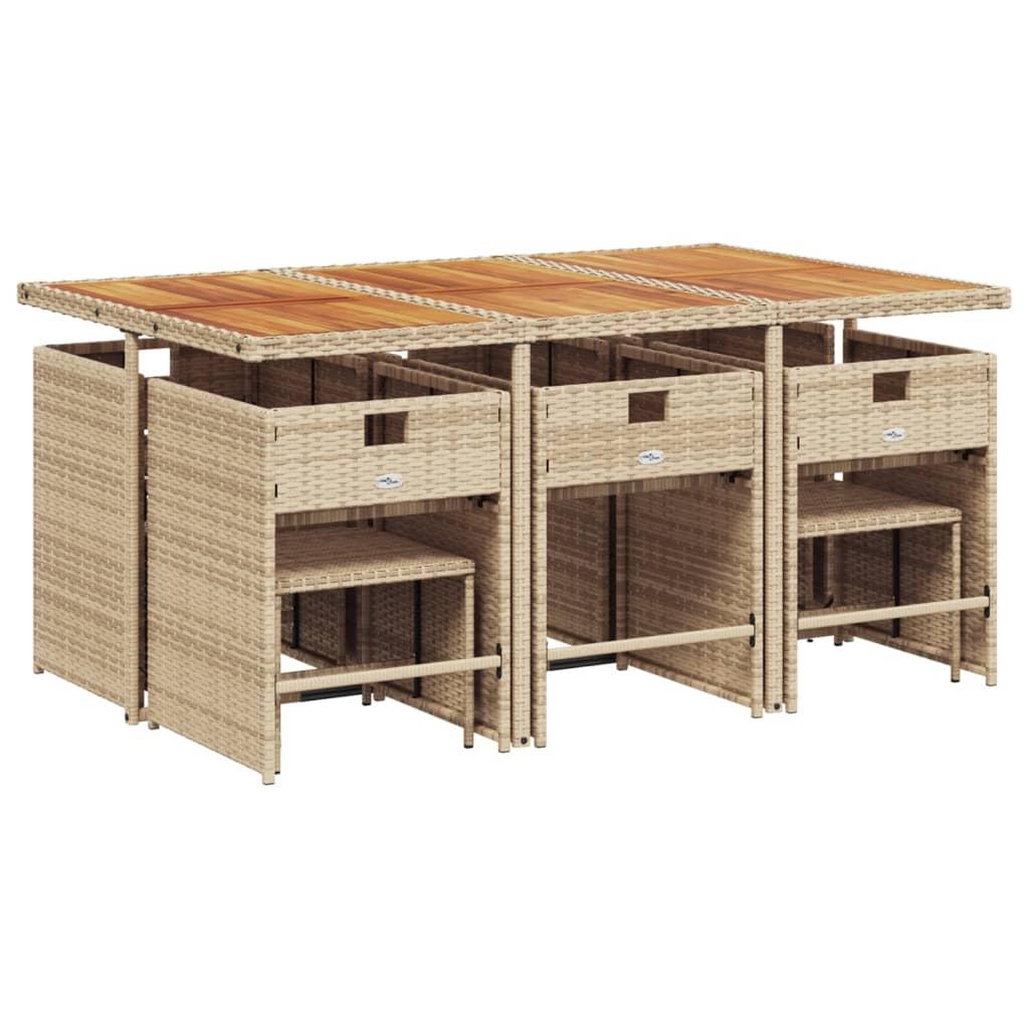 Voir la diapositive 3 : VIDAXL Ensemble a manger de jardin et coussins 11 pcs beige poly rotin