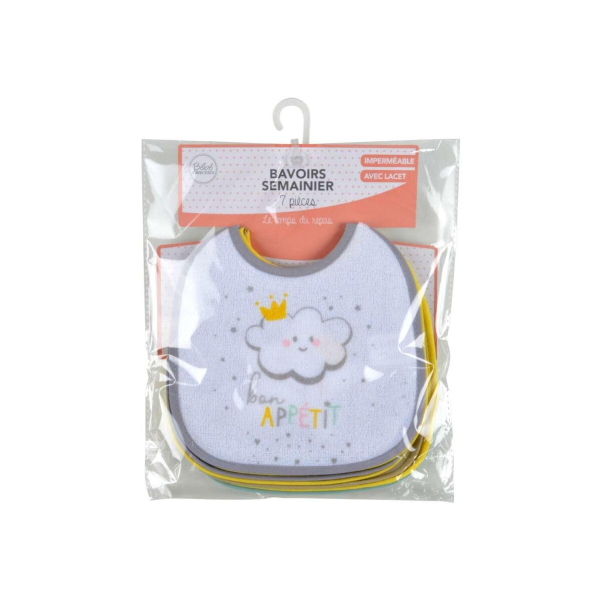 BEBE DOUCEUR Lot de 7 bavoirs avec lacet