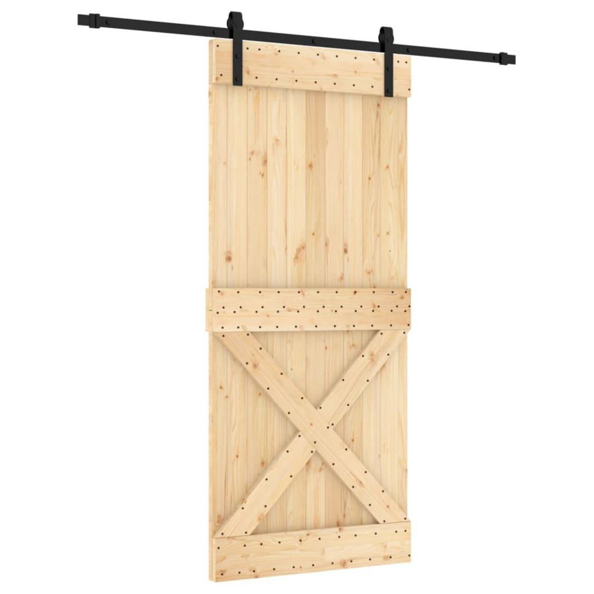VIDAXL Porte coulissante et kit de quincaillerie 90x210 cm pin massif
