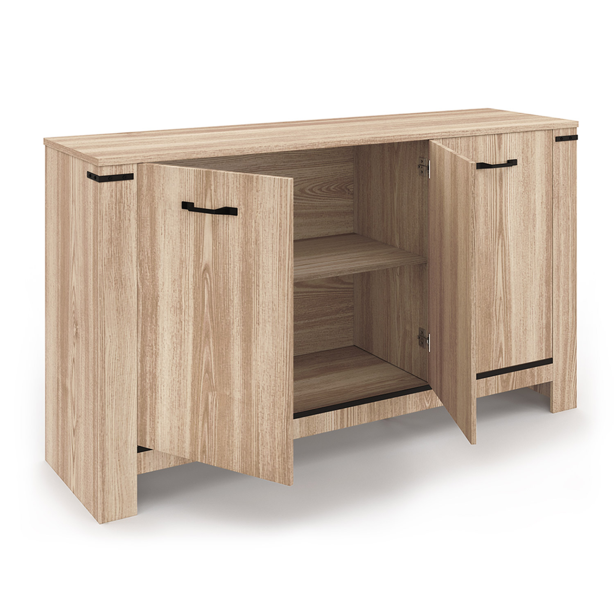 Voir la diapositive 4 : ID MARKET Buffet 140 cm idaho 3 portes design contemporain