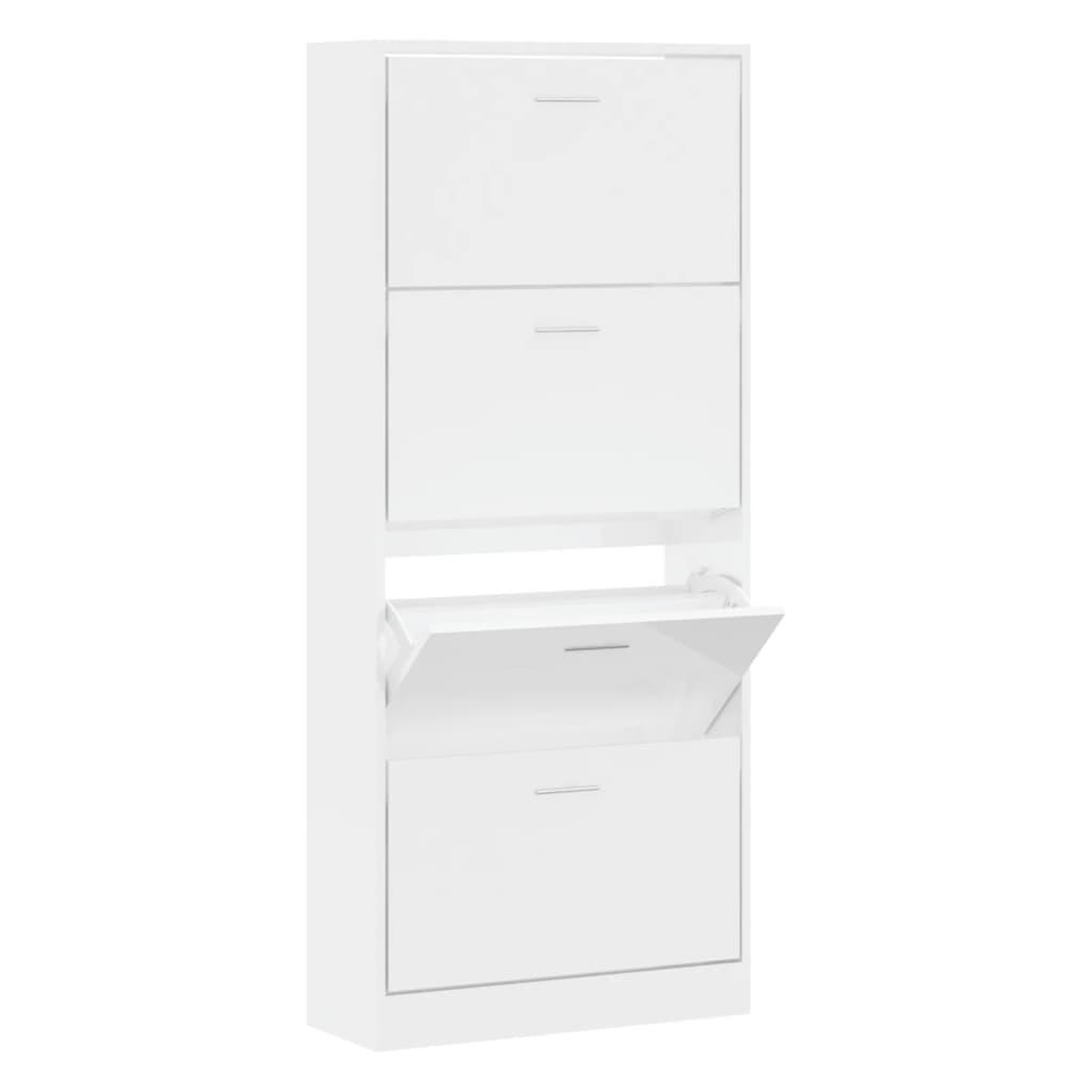 Voir la diapositive 2 : VIDAXL Armoire a chaussure Blanc brillant 63x24x147 cm Bois ingenierie
