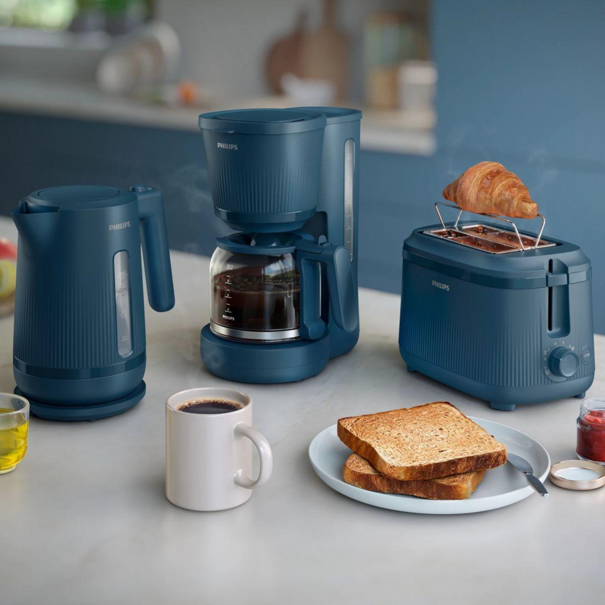 Voir la diapositive 2 : Philips Cafetière filtre hd7411/70 bleu