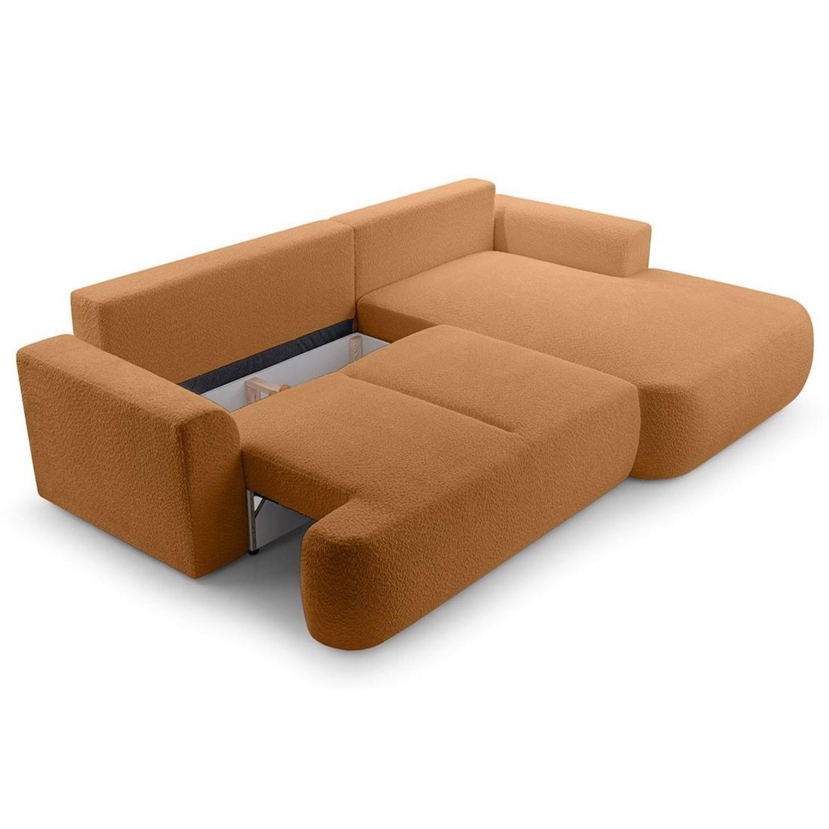 BEST MOBILIER Candela - canapé d'angle droit 4 places - convertible avec coffre - en tissu bouclette