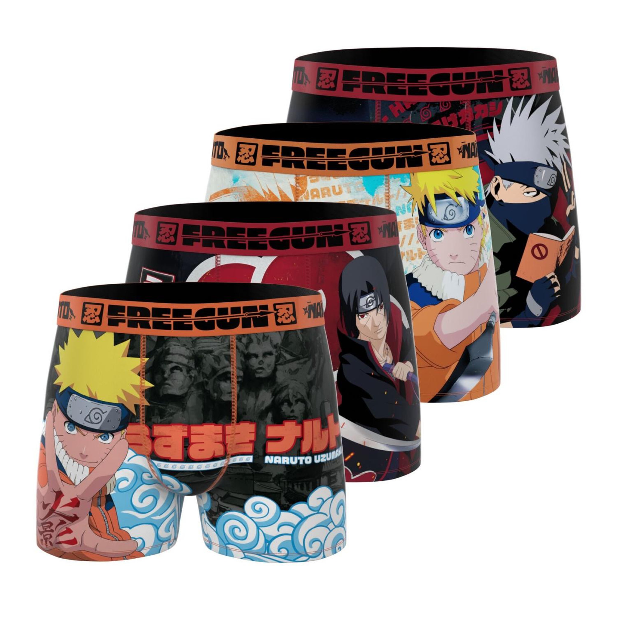 Voir la diapositive 1 : FREEGUN Lot de 4 boxers enfant naruto classic