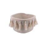 CENTRALE BRICO Panier Boheme en coton, H.11 x L.16 x P.16 cm blanc