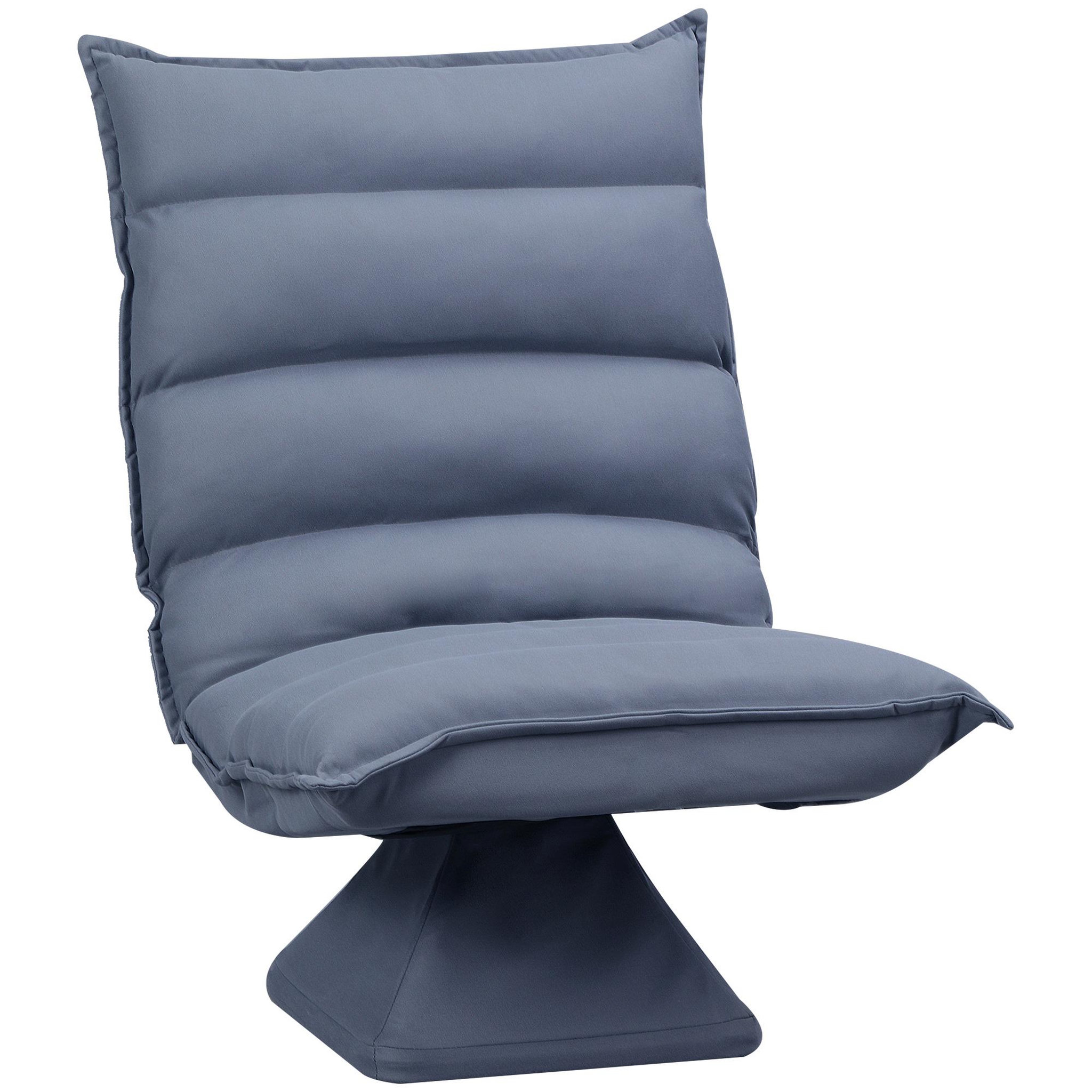 Voir la diapositive 1 : HOMCOM Fauteuil relax grand confort pivotant inclinaison réglable 5 niv. épais garnissage mousse haute densité tissu velours microfibre gris
