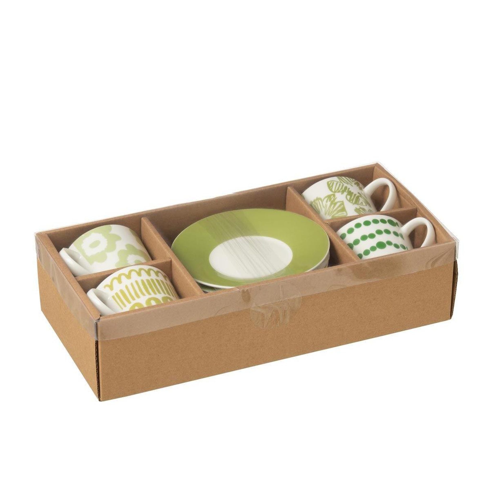 Voir la diapositive 4 : J-LINE Lot de 4 tasses & sous-tasses  fiesta sud  22cl vert