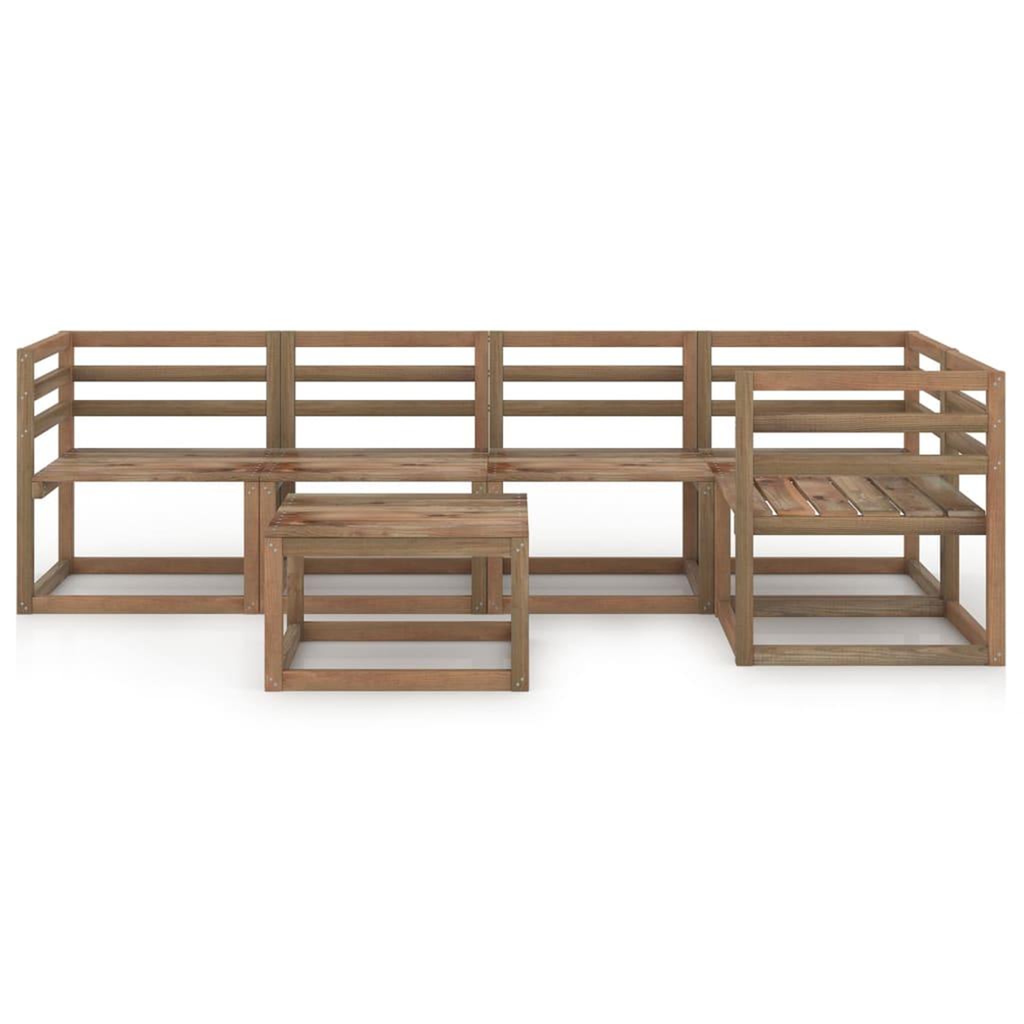 Voir la diapositive 2 : VIDAXL Salon de jardin 6 pcs Marron Bois de pin impregne