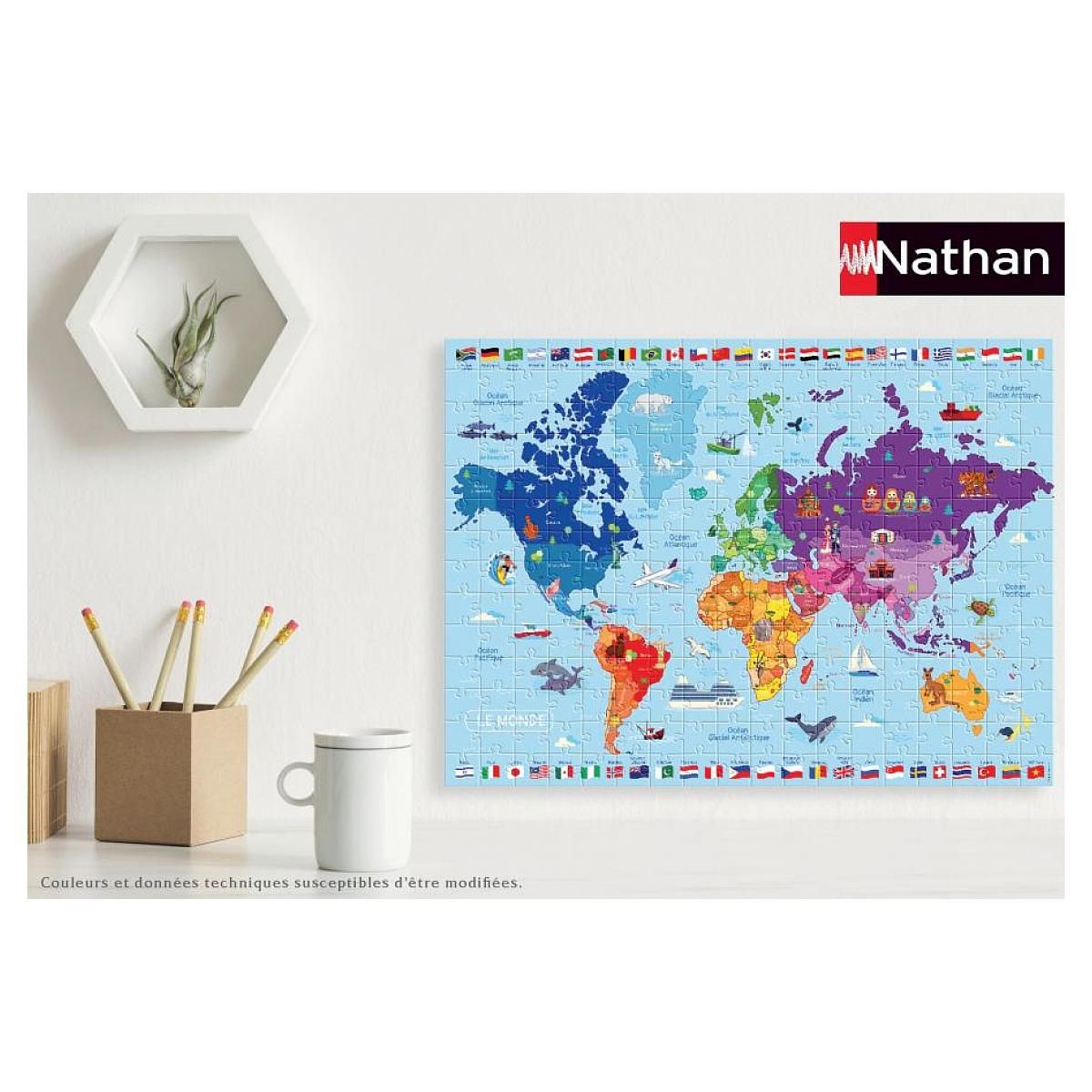 Nathan Puzzle éducatif 250 pièces - Carte du Monde pour enfants