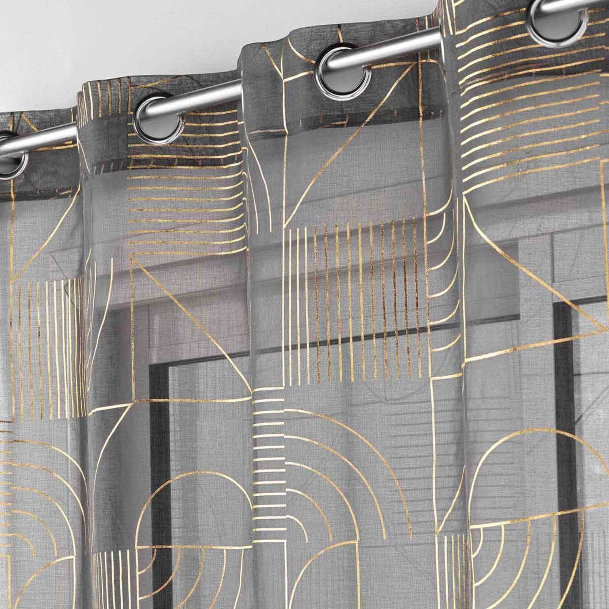 Voir la diapositive 2 : Douceur d'Intérieur Rideau voilage à œillets  lineor  140x280cm anthracite