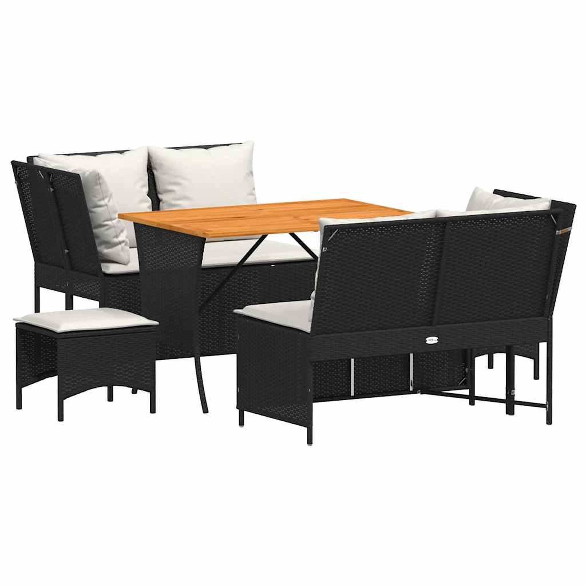Voir la diapositive 2 : VIDAXL Salon de jardin 5 pcs avec coussins noir resine tressee