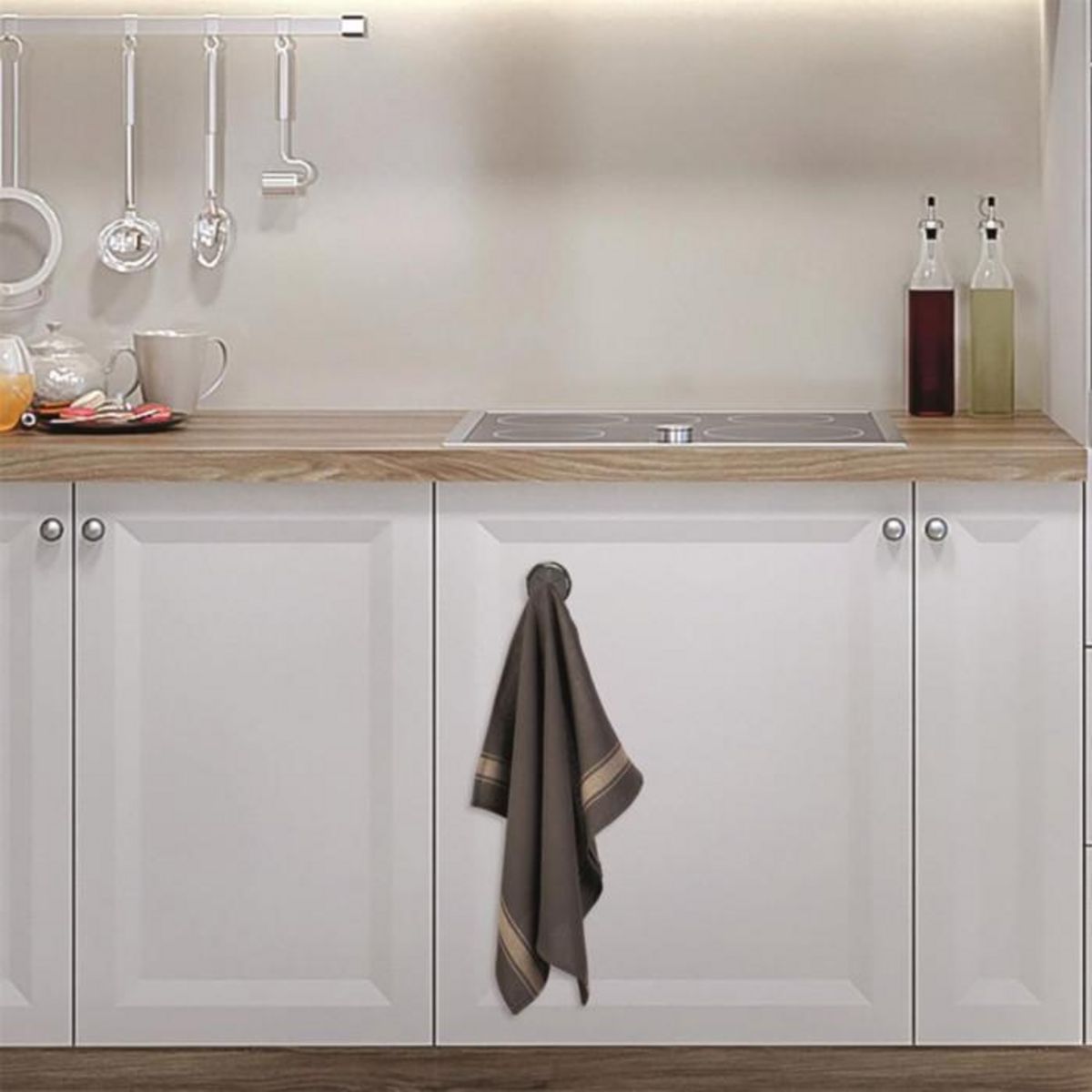 Paris Prix Accroche Torchon  Adhésif  4cm Gris & Noir