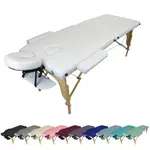 VIVEZEN Table de massage pliante 2 zones en bois avec panneau Reiki + Accessoires et housse de transport. Coloris disponibles : Gris, Violet, Blanc, Beige, Bleu, Noir, Rose, Vert