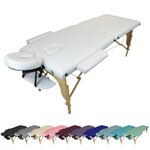 VIVEZEN Table de massage pliante 2 zones en bois avec panneau Reiki + Accessoires et housse de transport. Coloris disponibles : Noir, Violet, Bleu, Gris