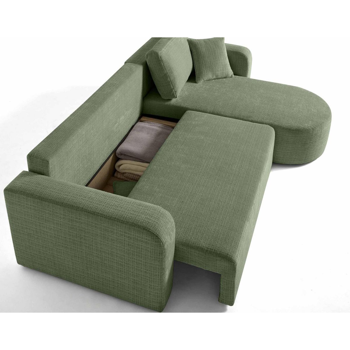 BEST MOBILIER Miro - canapé d'angle réversible - 4 places - convertible avec coffre - en velours texturé