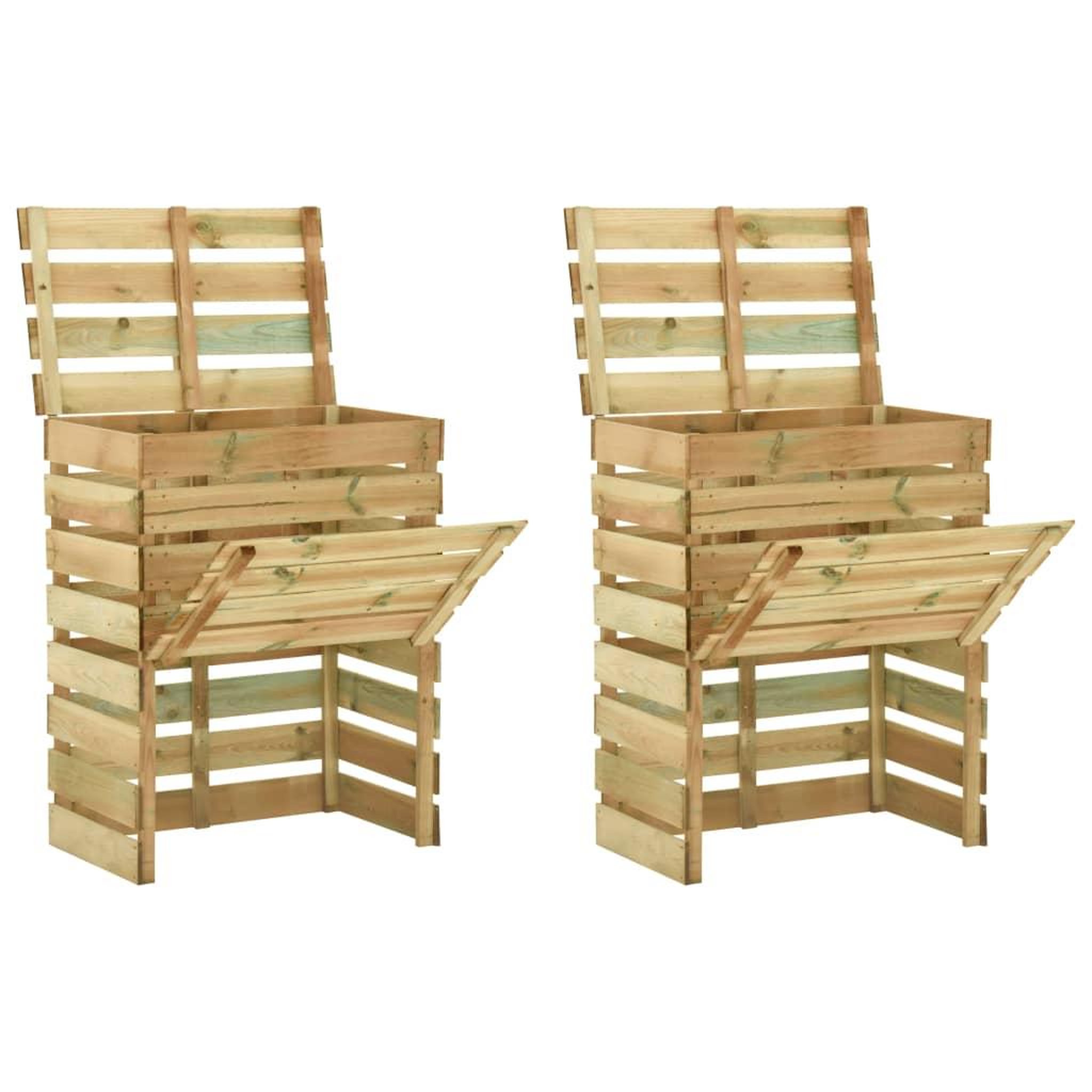 Voir la diapositive 1 : VIDAXL Composteur de jardin a lattes 2 pcs 80x50x100 cm Pin impregne