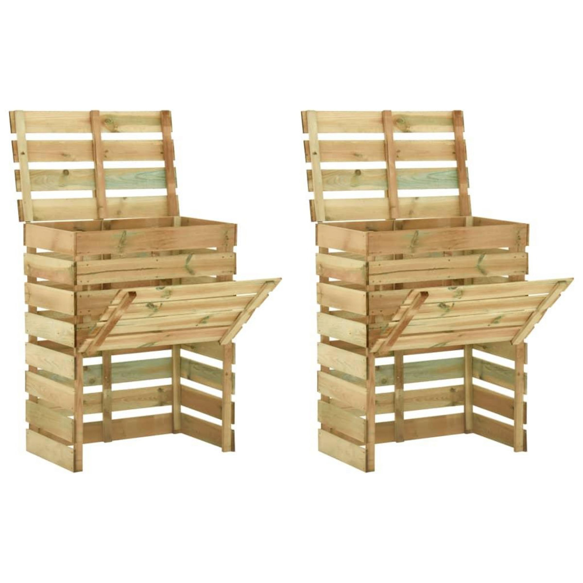 VIDAXL Composteur de jardin a lattes 2 pcs 80x50x100 cm Pin impregne