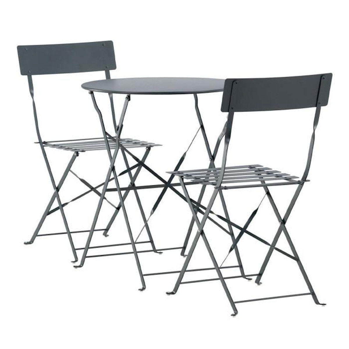 Paris Prix Ensemble Table de Jardin & 2 Chaises  Marseille  71cm Gris Foncé