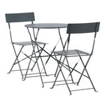 Paris Prix Ensemble Table de Jardin & 2 Chaises  Marseille  71cm Gris Foncé
