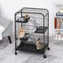 Voir la diapositive 2 : PAWHUT PawHut Cage pour Petits Animaux Roulante 3 Rampes 3 Plates-formes Plat et Bouteille d'Eau Bac Inférieur Amovible Acier PP Noire