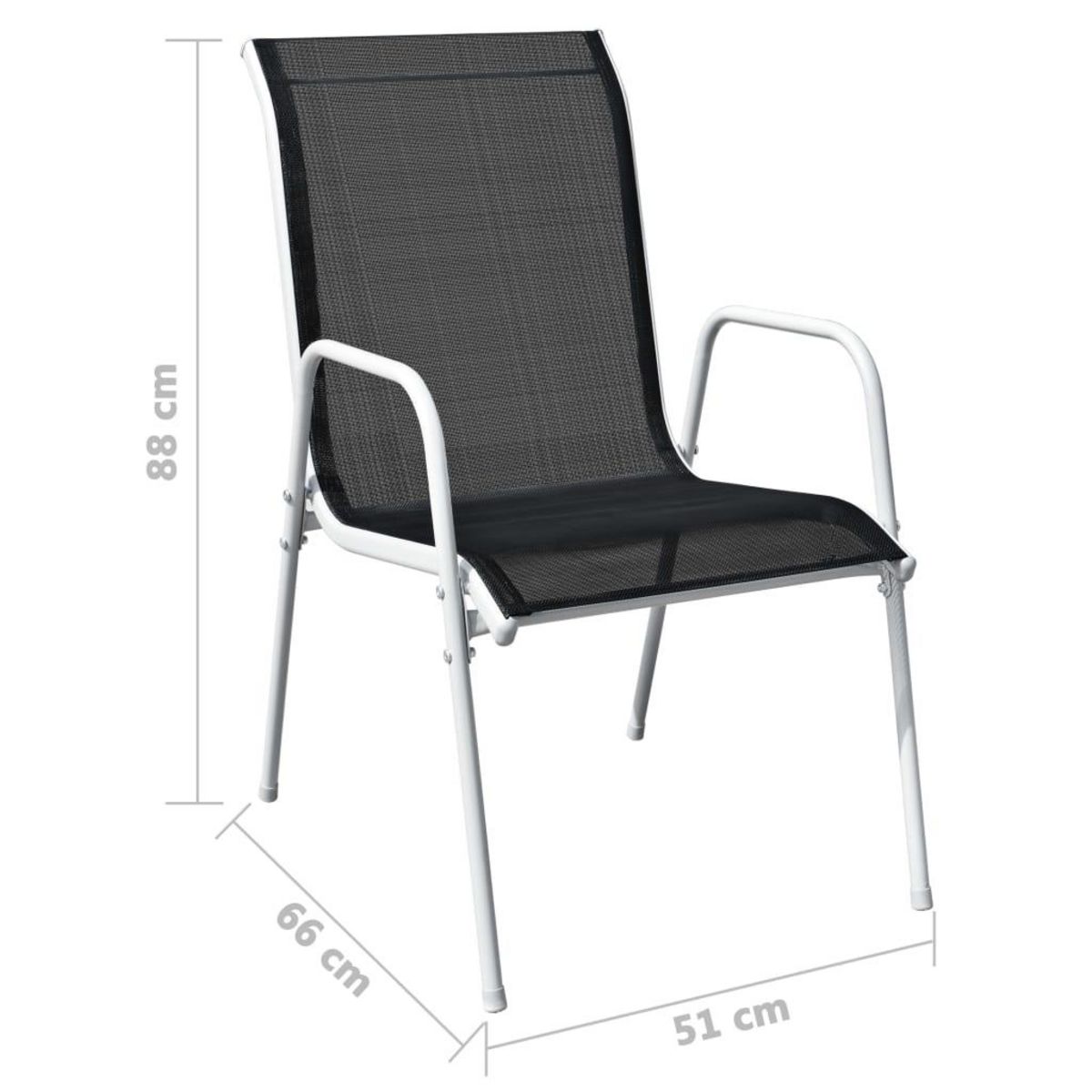 VIDAXL Chaises empilables de jardin lot de 2 Acier et textilene Noir
