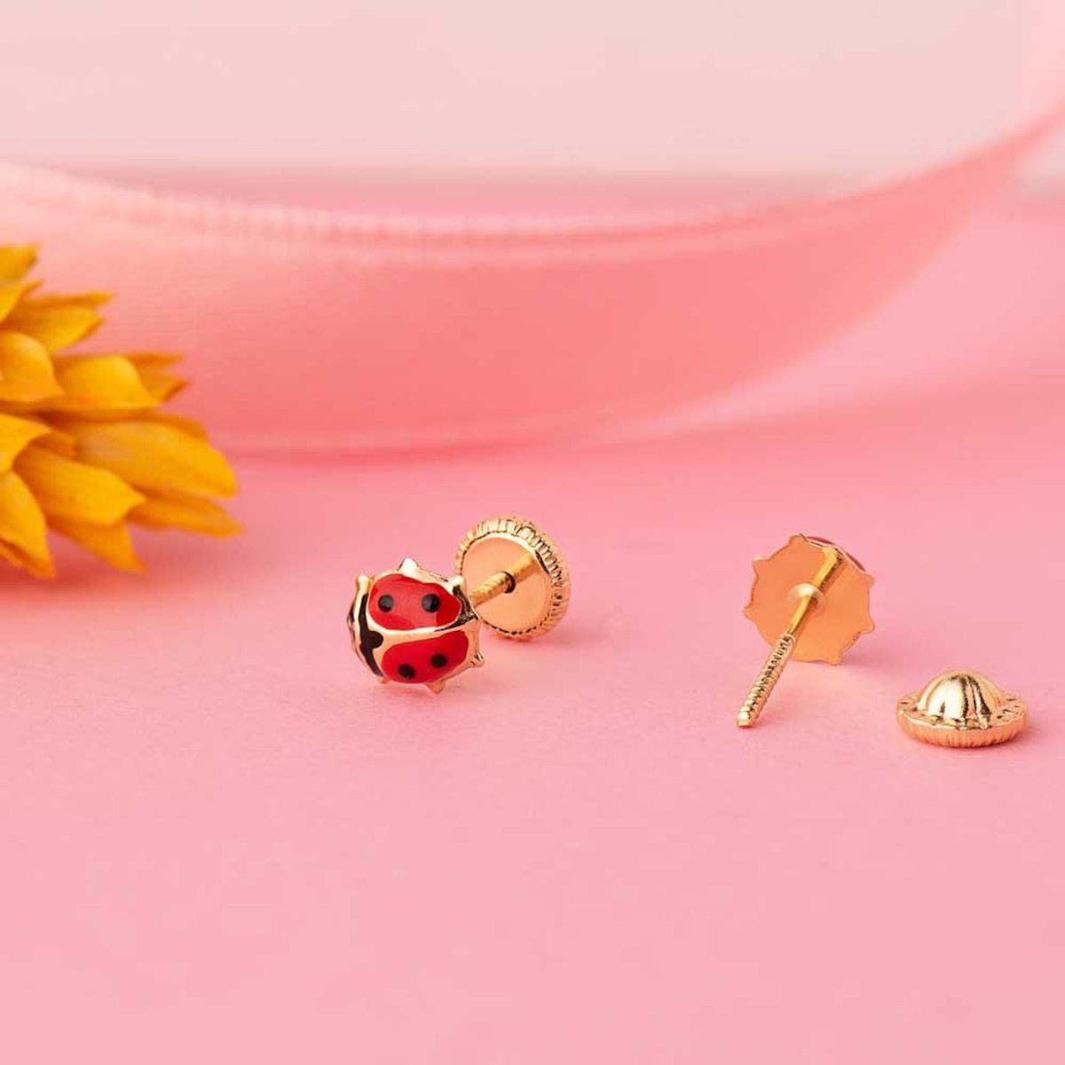 L'ATELIER D'AZUR Boucles d'Oreilles Or 18 Carats 750/000 Jaune - Coccinelles