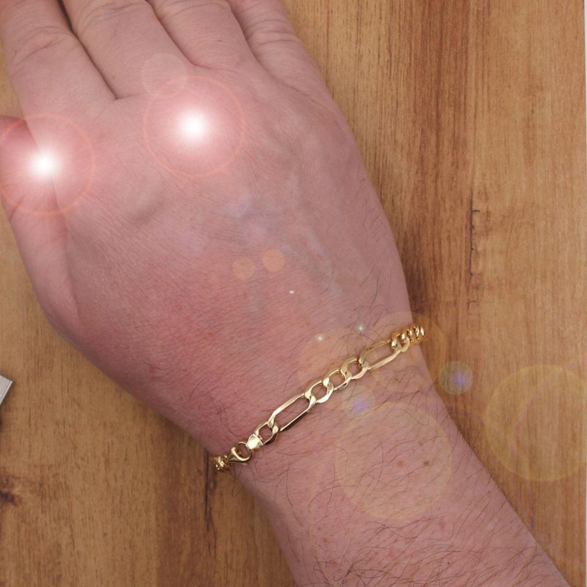 L'ATELIER D'AZUR Bracelet Or Jaune Maille Figaro Alternée 1+3 - Homme