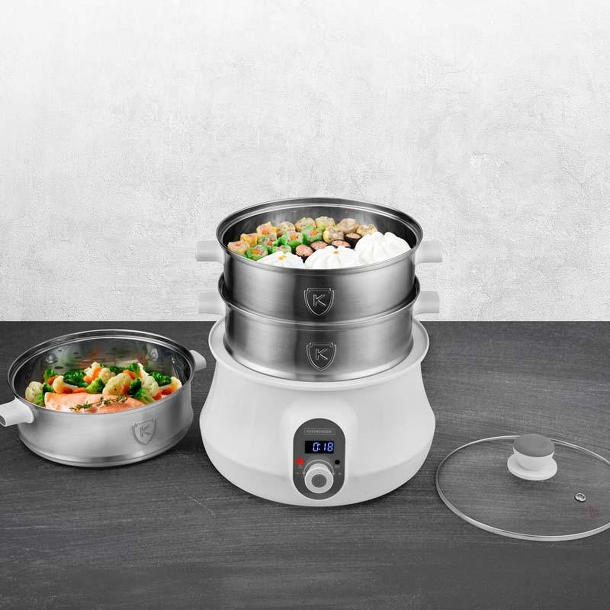 Voir la diapositive 4 : KITCHENCOOK Kitchencook - cuiseur vapeur et couscoussier électrique - 9 litres - 900w