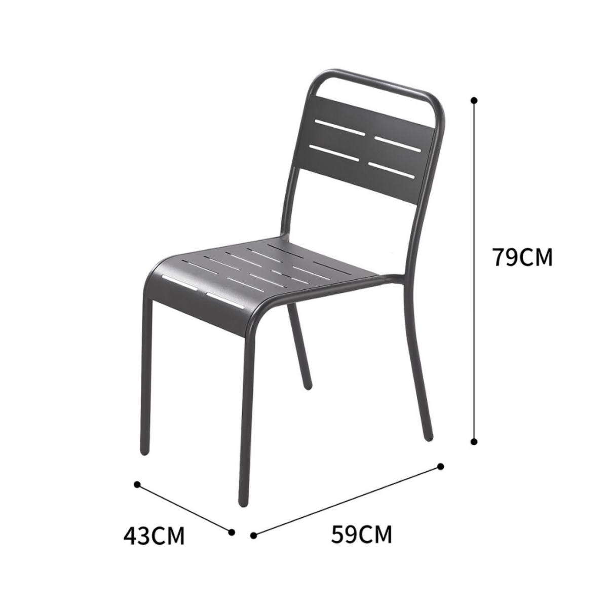 CONCEPT USINE Lot de 6 chaises en acier gris foncé BERGAME