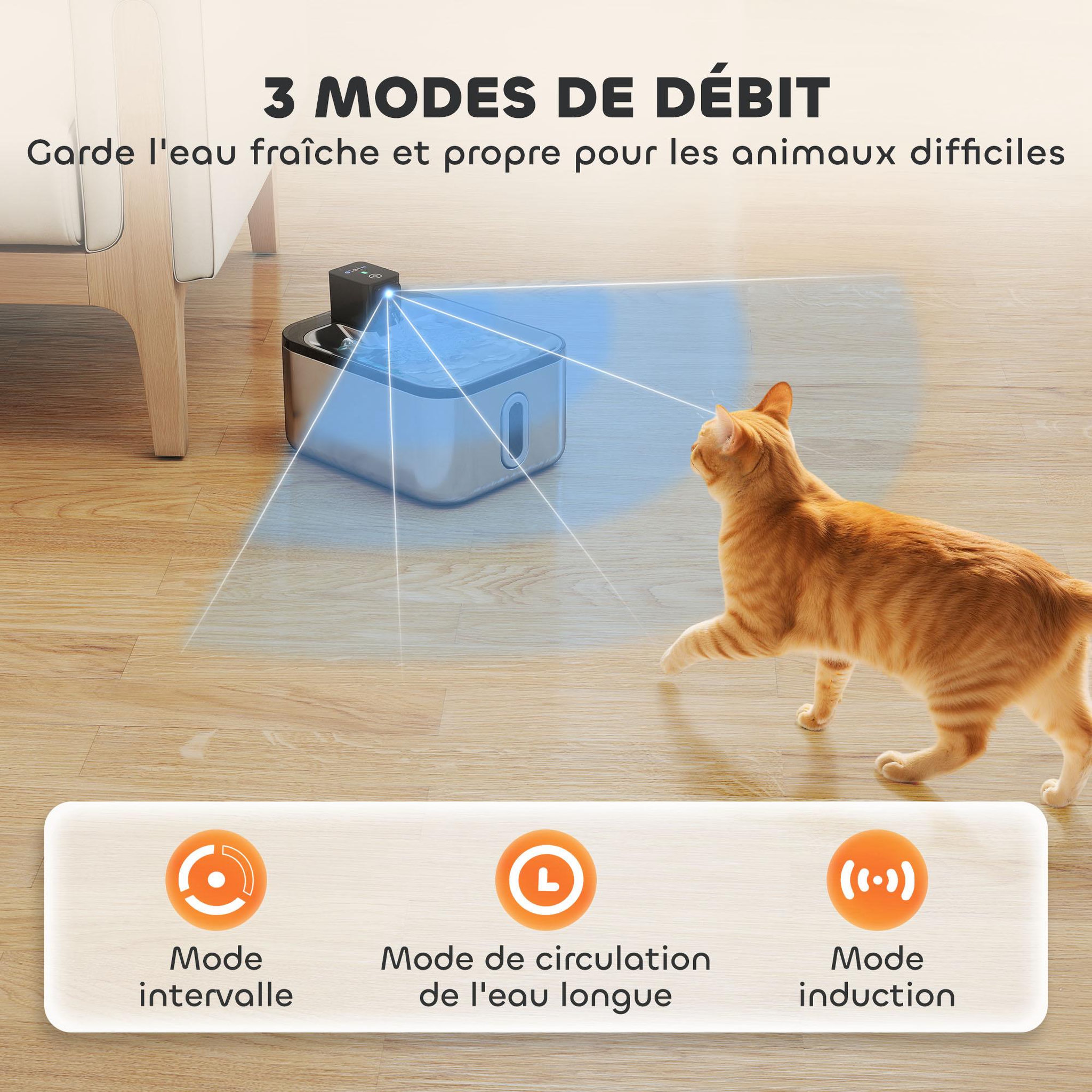 Voir la diapositive 6 : PAWHUT Fontaine à eau pour chat 5L filtration 3 étapes charge USB câble + nombreux accessoires inclus acier inox