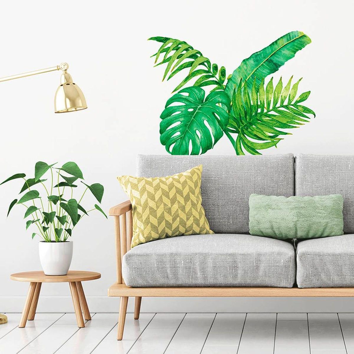 SUD TRADING Sticker nature Jungle - 70 x 50 cm - Blanc et vert